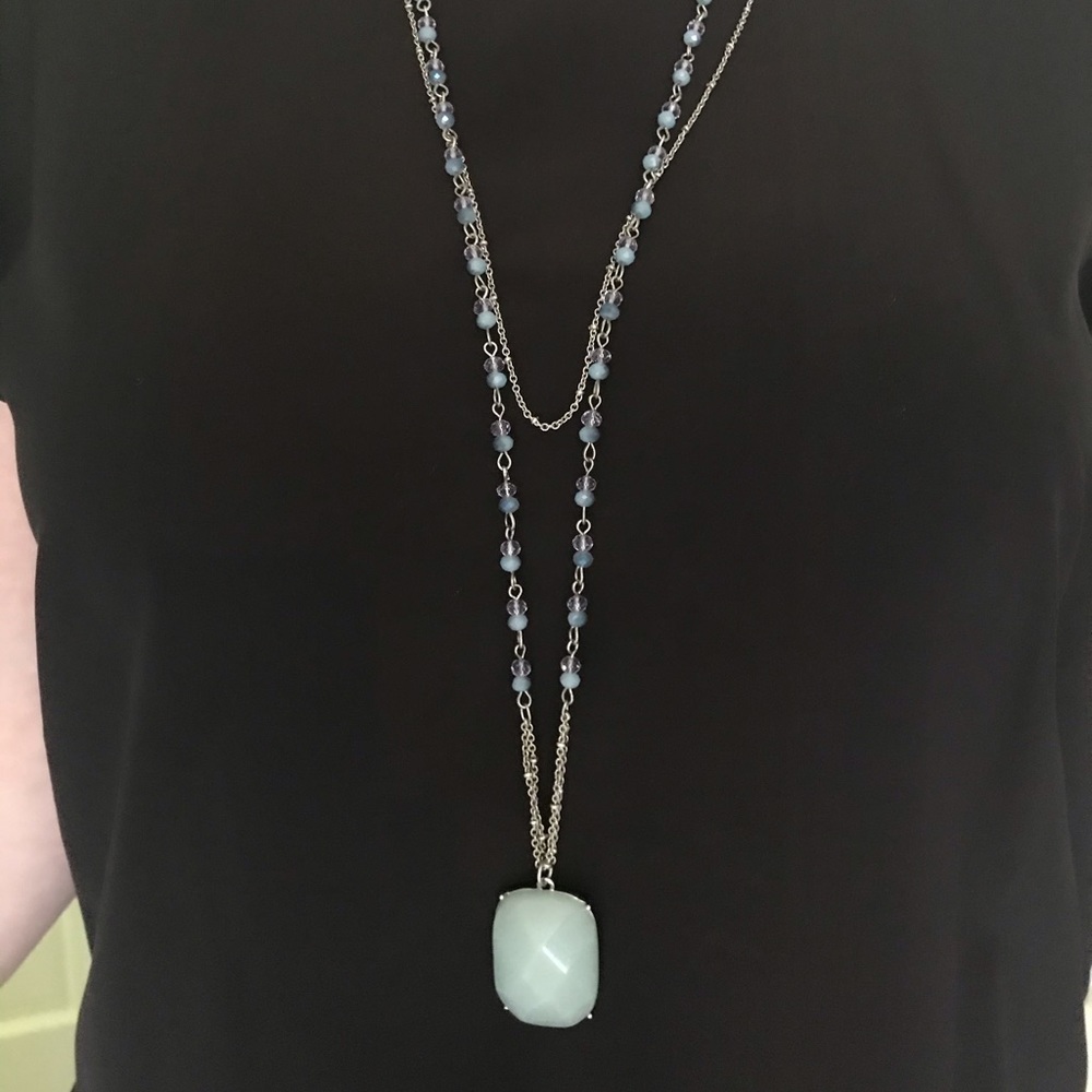 Long Silver Costume Pendant